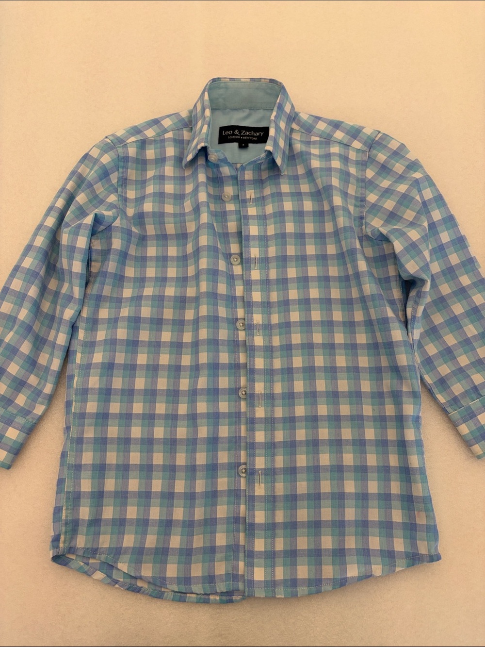 Boys Blue Plaid Button-Down Shirt